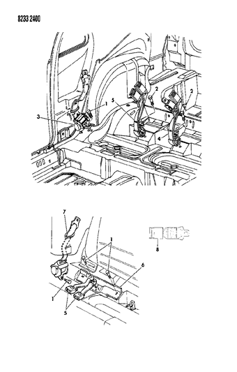 1988 Chrysler LeBaron Premium Belt - Front Seat Diagram 3 - Thumbnail