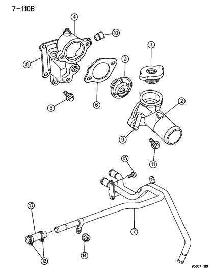 1996 Chrysler Sebring Coupe Thermostat & Related Parts Diagram 2 - Thumbnail