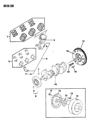 1990 Chrysler New Yorker Base Model Crankshaft , Pistons And Torque Converter Diagram 3 - Thumbnail