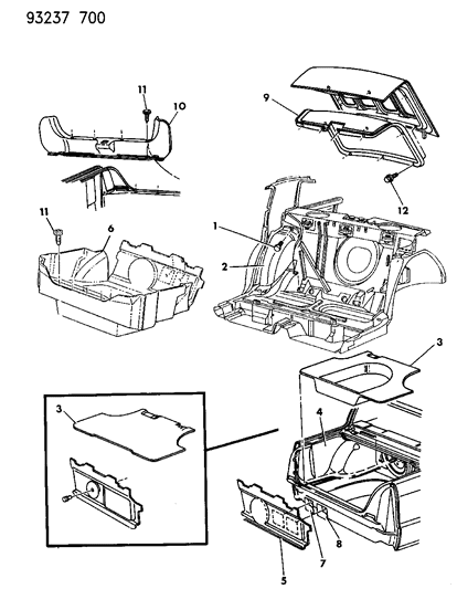 1993 Chrysler Imperial Carpet - Trunk Diagram