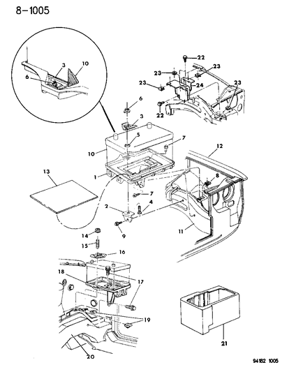 1994 Chrysler LeBaron GTC Battery Tray Diagram