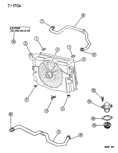 1995 Chrysler Town & Country Upper Hose Diagram for 4546535
