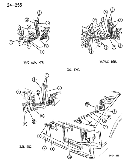 1994 Dodge Caravan Plumbing - Heater Diagram 2 - Thumbnail