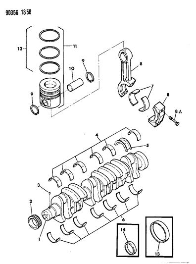 1992 Dodge D350 Crankshaft , Pistons And Torque Converter Diagram 1 - Thumbnail