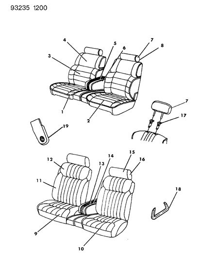 1993 Chrysler LeBaron Sedan Front Seat Diagram 2 - Thumbnail