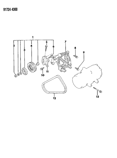 1991 Dodge Colt Mounting - A/C Compressor Diagram