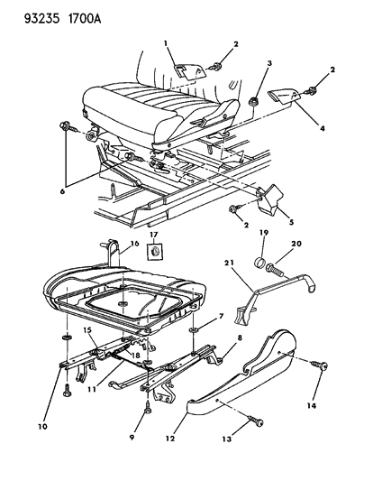 1993 Chrysler LeBaron Spring, Latch Return, Right Diagram for 4679341