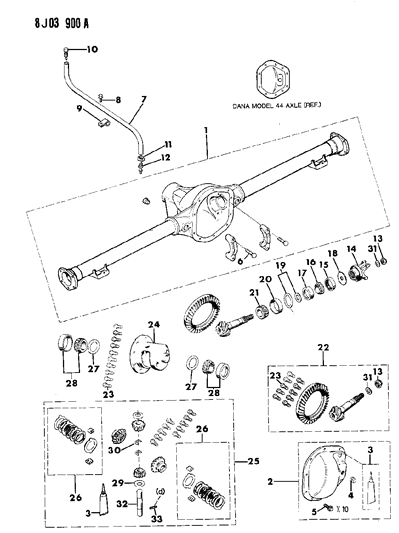 1990 Jeep Comanche Housing & Differential, Rear Axle Diagram 1 - Thumbnail