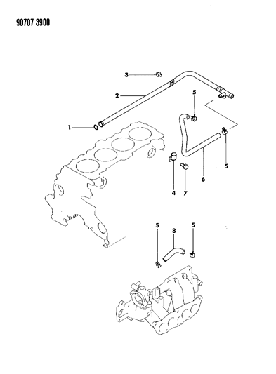 1990 Dodge Ram 50 Water Hose & Pipe Diagram 1 - Thumbnail