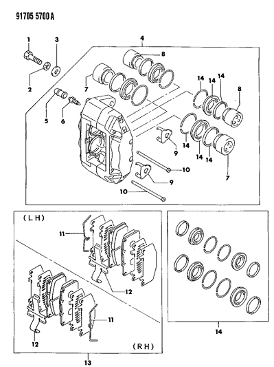 1991 Dodge Stealth Front Brakes Diagram 2 - Thumbnail