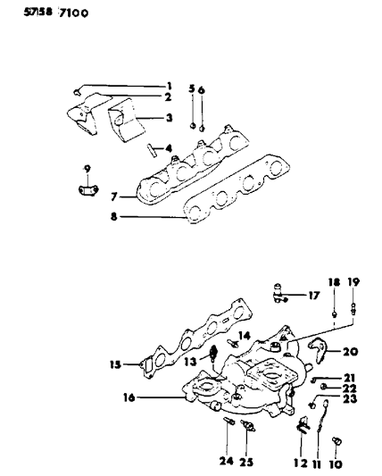 1986 Dodge Colt Manifold - Intake & Exhaust Diagram 1 - Thumbnail