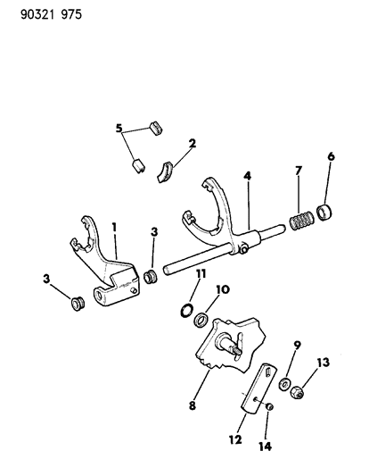 1993 Dodge Dakota Fork, Mode Shift Transfer Case Diagram for 4741237