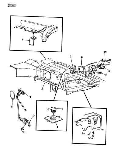 1985 Chrysler Executive Limousine Fuel Tank & Filler Tube Diagram 1 - Thumbnail