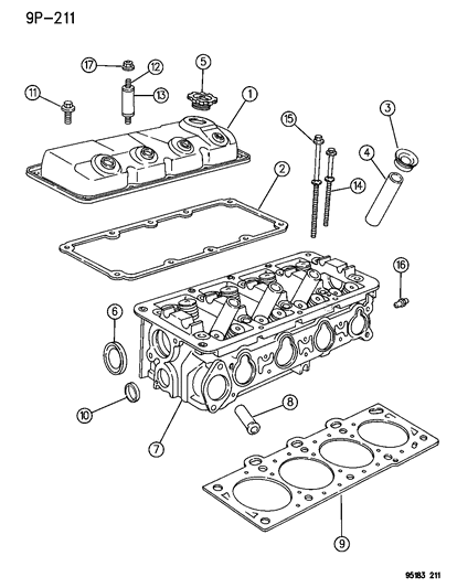 1995 Chrysler Cirrus Head, Cylinder Partial Diagram for 4863943