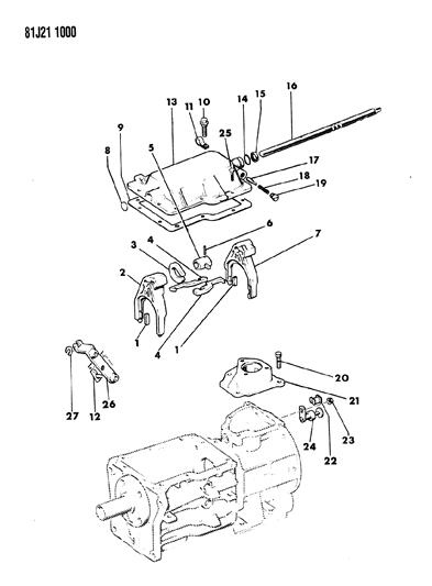 1986 Jeep Comanche Shift Forks, Rails And Shafts Diagram 7 - Thumbnail