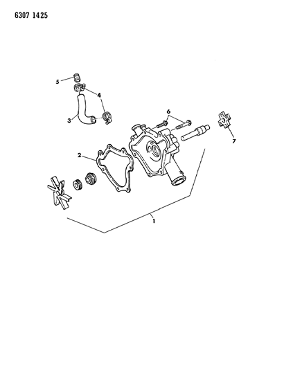 1987 Dodge D150 Water Pump & Related Parts Diagram 2 - Thumbnail