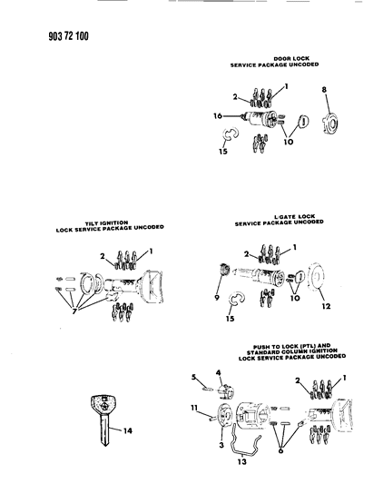 1992 Dodge D150 Ignition Lock Cylinder Diagram for 5257139