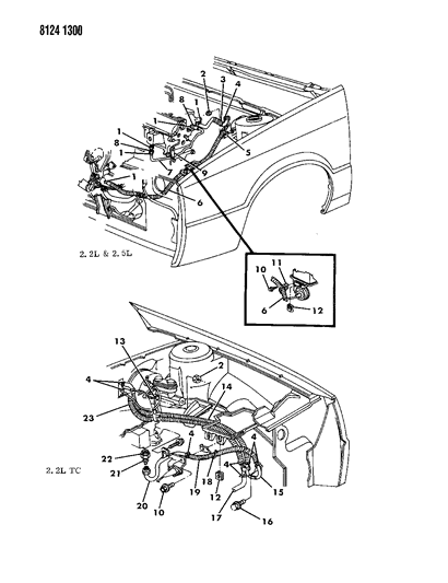 1988 Chrysler LeBaron Base Plumbing - Heater Diagram