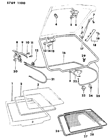 1986 Dodge Colt Damper, Tailgate Diagram for MB337035