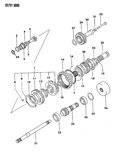 1994 Dodge Colt Power Train Automatic Transaxle Diagram 1 - Thumbnail
