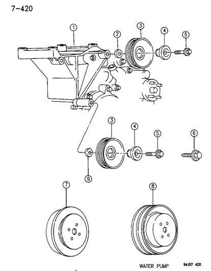 1994 Jeep Grand Cherokee Drive Pulleys Diagram 1 - Thumbnail