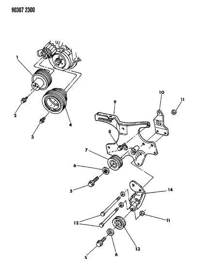 1990 Dodge Dakota Drive Pulleys Diagram 2 - Thumbnail