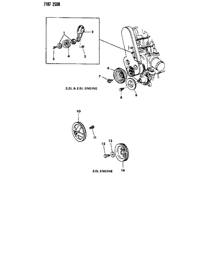 1987 Dodge Aries Drive Pulleys Diagram 1 - Thumbnail