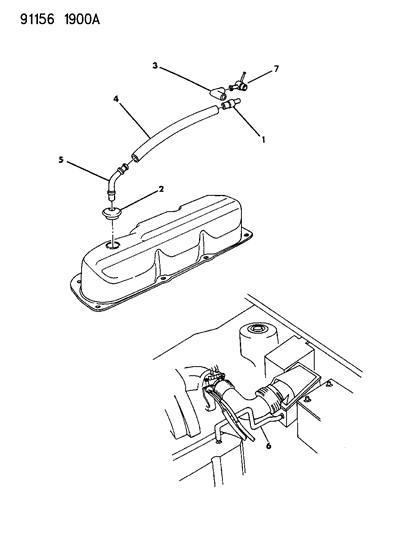 1991 Chrysler New Yorker Salon Crankcase Ventilation Diagram 2 - Thumbnail