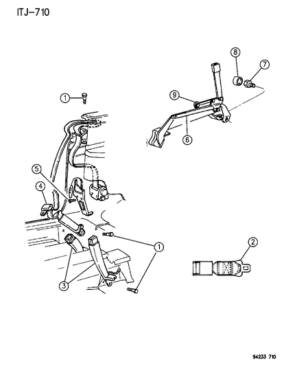 1994 Chrysler LeBaron GTC Belt - Front Seat Diagram 1 - Thumbnail