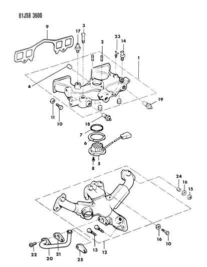 1985 Jeep Wrangler Manifolds - Intake & Exhaust Diagram 2 - Thumbnail