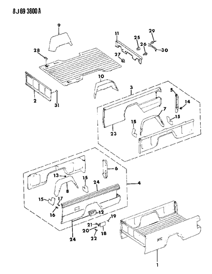 1990 Jeep Comanche Box, Pickup Diagram