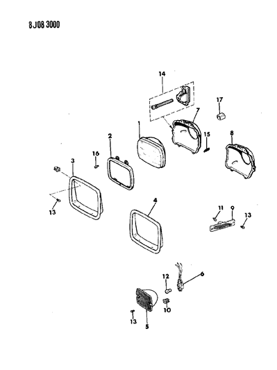 1987 Jeep Wrangler Parking Lamp, Front Diagram for 56001378