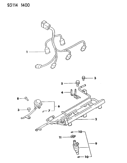 1993 Dodge Daytona Fuel Pressure Regulator Diagram for MD178987