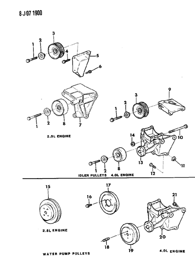 1990 Jeep Comanche Drive Pulleys Diagram 1 - Thumbnail