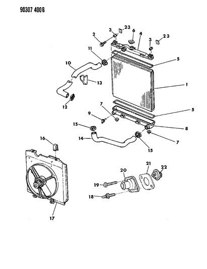 1993 Dodge Dakota Radiator & Related Parts Diagram 1 - Thumbnail