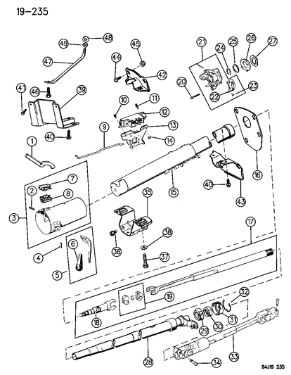 1994 Jeep Wrangler Lower Shaft Diagram for 52007022