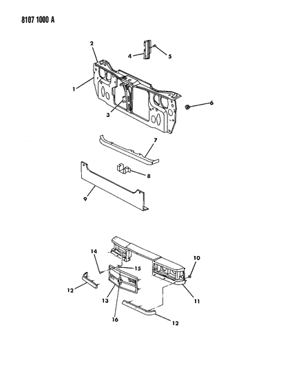 1988 Dodge Dynasty Grille Diagram for 4388752