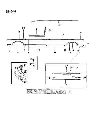 1989 Dodge Caravan Reveal Molding Diagram for 4491530