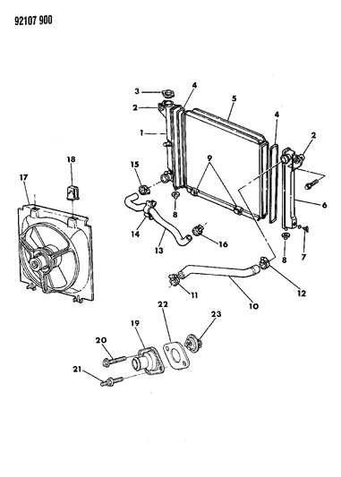 1992 Chrysler LeBaron Sedan Radiator & Related Parts Diagram 2 - Thumbnail