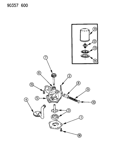1990 Dodge Ram Wagon Oil Pump & Oil Filter Diagram 1 - Thumbnail