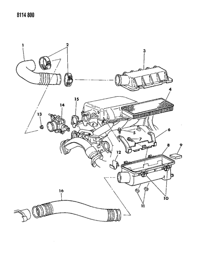 1988 Chrysler New Yorker Base Model Air Cleaner Diagram 1 - Thumbnail
