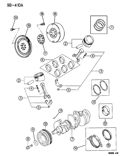 1996 Chrysler Sebring Coupe Crankshaft , Piston & Torque Converter Diagram 2 - Thumbnail