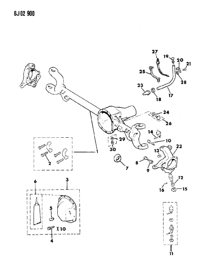 1988 Jeep Wrangler Housing - Front Axle Diagram 1 - Thumbnail