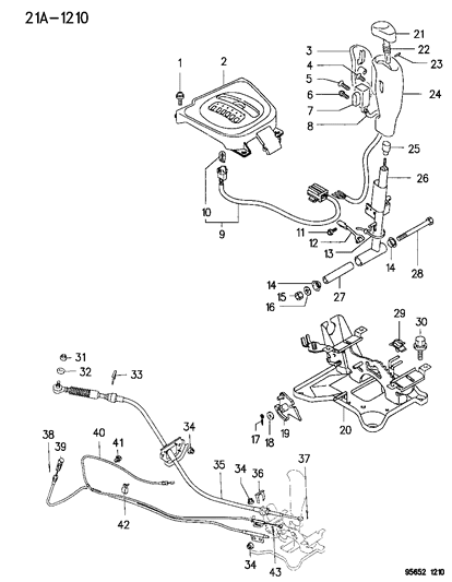 1996 Chrysler Sebring Coupe Controls, Gearshift of Automatic Transmission Diagram
