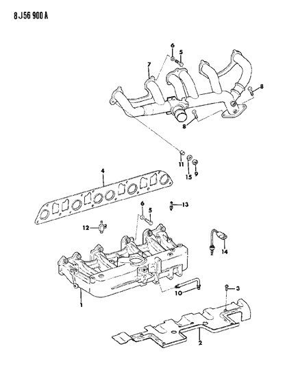 1990 Jeep Comanche Manifolds - Intake & Exhaust Diagram 4 - Thumbnail