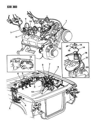 1988 Dodge Dakota Single Module Engine Control Diagram for 4379638
