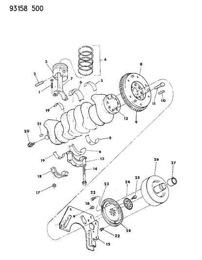 1993 Dodge Shadow Crankshaft , Pistons And Torque Converter Diagram 2 - Thumbnail