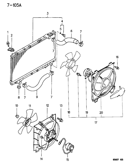 1995 Chrysler Sebring Hose, Radiator, Upper Diagram for MB906426