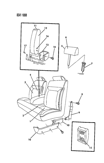 1988 Dodge Dynasty Front Seat Diagram 1 - Thumbnail