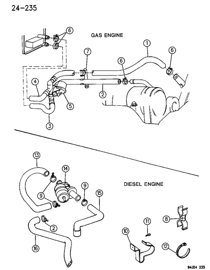 1996 Jeep Cherokee Bracket, Hose Support Diagram for 33001640